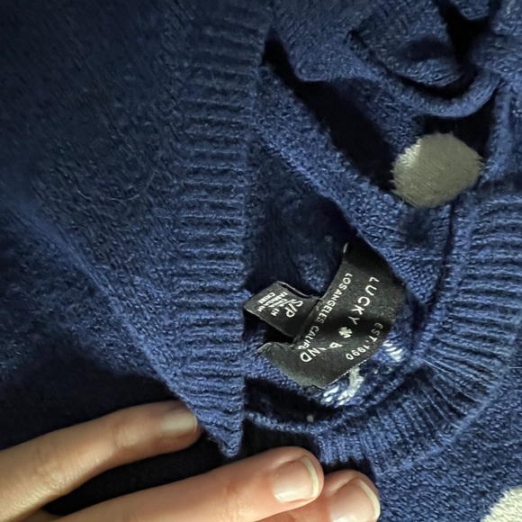 Lucky Brand Navy/White Polka dot sweater​ - Picture 3 of 3